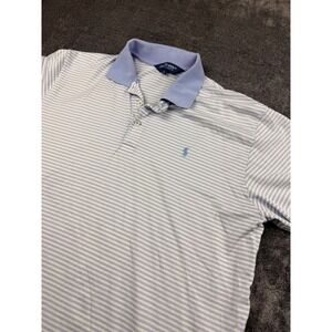 Polo Golf Ralph Lauren Shirt‎ Mens Large Blue White Striped Pima Cotton Polo